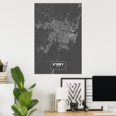 Sydney, Australië (wit op zwart) Poster (Thuiskantoor)
