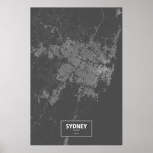 Sydney, Australië (wit op zwart) Poster
