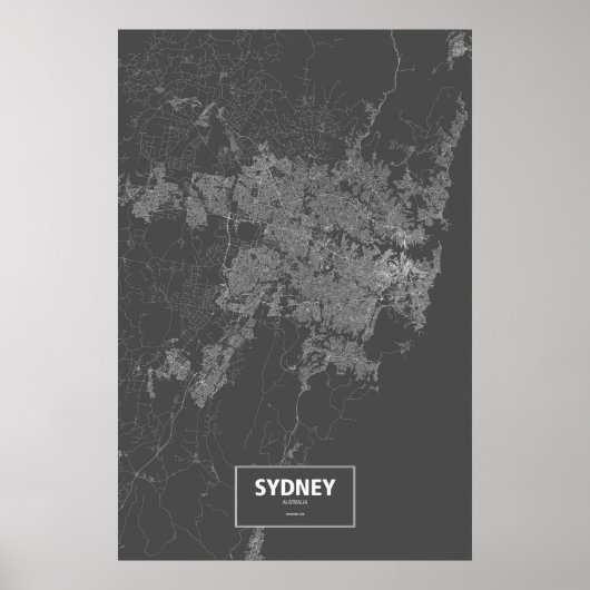 Sydney, Australië (wit op zwart) Poster (Voorkant)