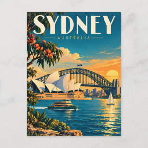 Sydney Australië Zonsondergang Illustratie Reis Ku Briefkaart