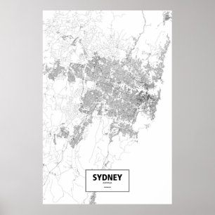 Sydney, Australië (zwart op wit) Poster