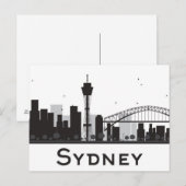 Sydney, Australië | Zwarte en witte veldlijn Briefkaart (Voorkant / Achterkant)