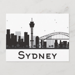 Sydney, Australië   Zwarte en witte veldlijn Briefkaart