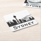 Sydney, Australië | Zwarte en witte veldlijn Kartonnen Onderzetters (Schuin)