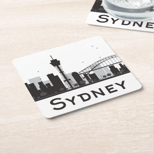 Sydney, Australië | Zwarte en witte veldlijn Kartonnen Onderzetters (Schuin)