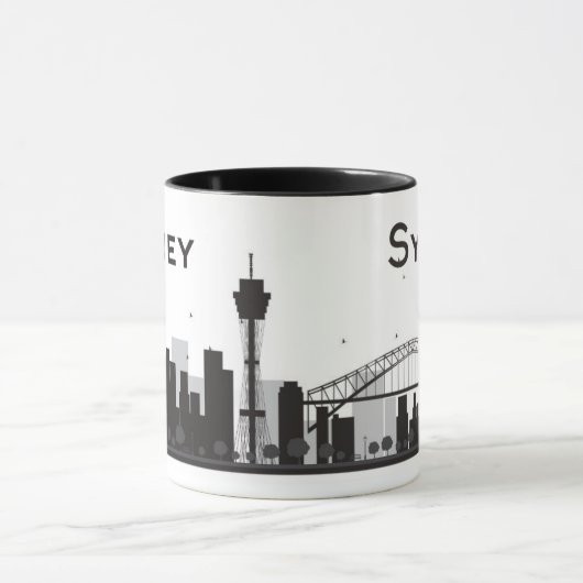 Sydney, Australië | Zwarte en witte veldlijn Mok (Midden)