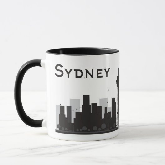 Sydney, Australië | Zwarte en witte veldlijn Mok (Links)