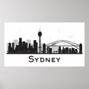 Sydney, Australië   Zwarte en witte veldlijn Poster