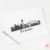 Sydney, Australië | Zwarte en witte veldlijn Rechthoekige Sticker (Envelop)