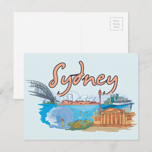 Sydney, Australische beroemde stad Briefkaart (Voorkant / Achterkant)