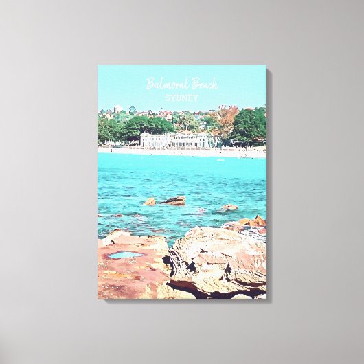 Sydney Balmoral Beach retro Bathers Pavillion Canvas Afdruk (Voorkant)