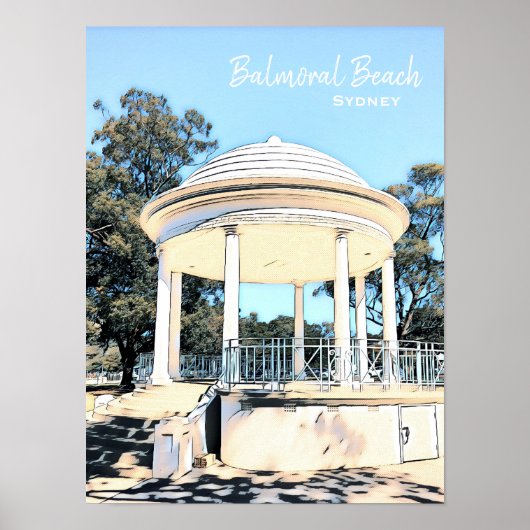 Sydney Balmoral Beach white Rotunda Poster (Voorkant)