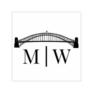 Sydney Bridge Eenvoudig Huwelijk Koppel 2 Initiaal Zelfinktende Stempel