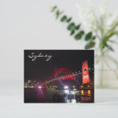 sydney bridge red night briefkaart (Staand voorkant)