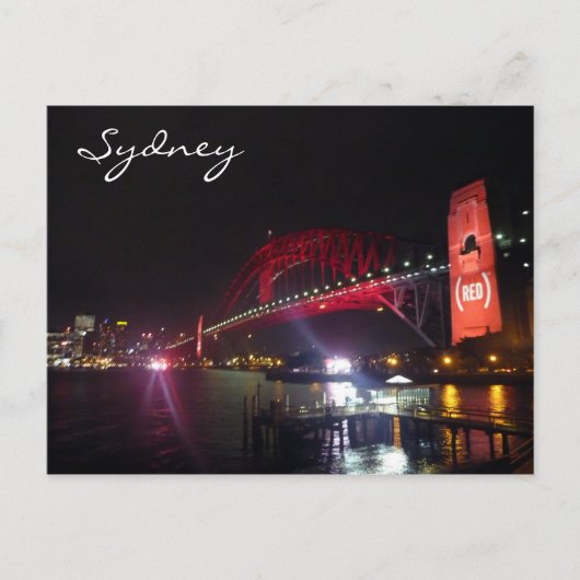 sydney bridge red night briefkaart (Voorkant)