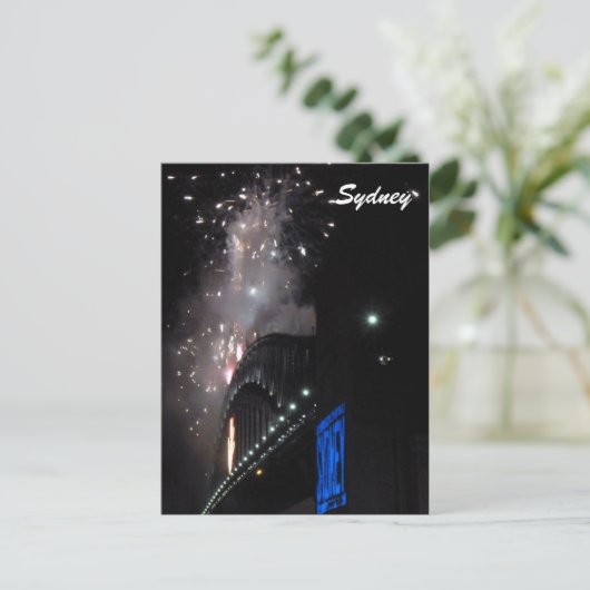 sydney bridge-vuurwerk feestdagenkaart (Staand voorkant)