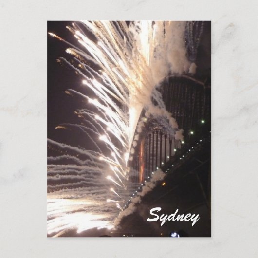 sydney bridge vuurwerk wit feestdagenkaart (Voorkant)