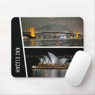 Sydney by Night, Australië, Black Personalized Muismat