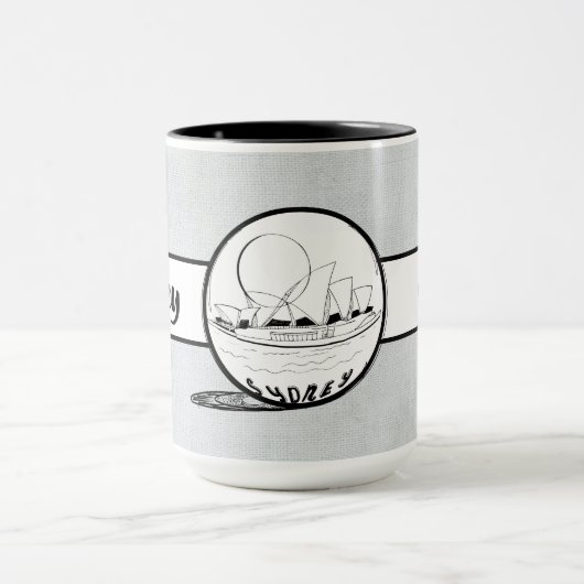 Sydney City Elegant linen Ringer 15oz Mok (Midden)