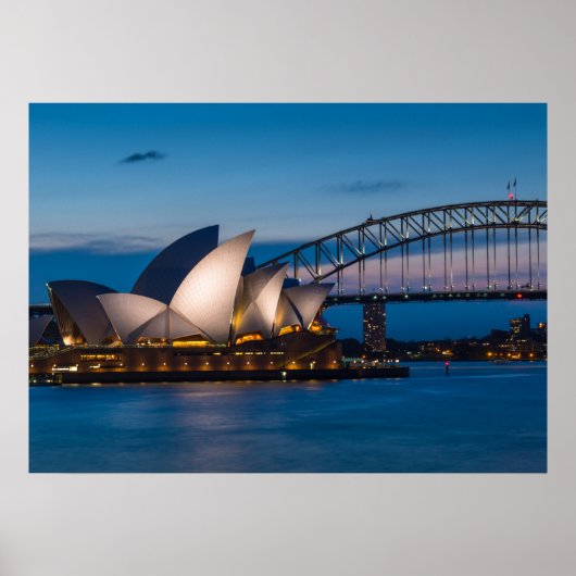 Sydney cityscape at night, Australië Poster (Voorkant)
