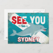 Sydney Dolphin - Retro Vintage Travel Briefkaart (Voorkant / Achterkant)