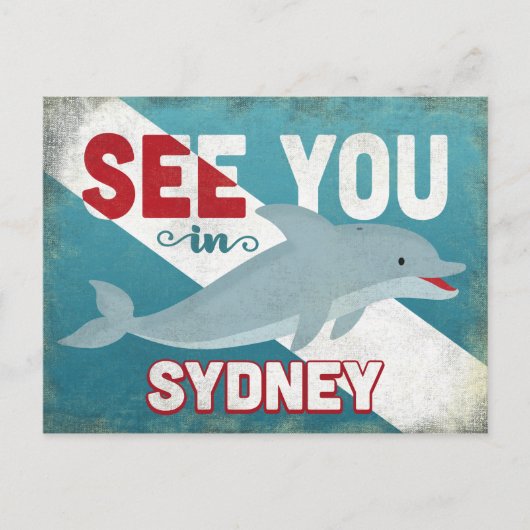 Sydney Dolphin - Retro Vintage Travel Briefkaart (Voorkant)