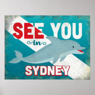 Sydney Dolphin - Retro Vintage Travel Poster