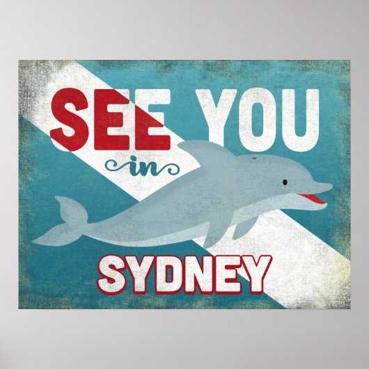 Sydney Dolphin - Retro Vintage Travel Poster (Voorkant)