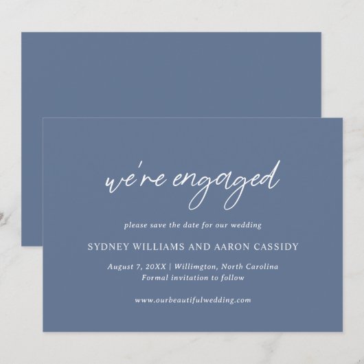 Sydney Dusty Blue Modern Wedding Save The Date (Voorkant / Achterkant)