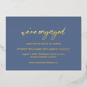 Sydney Dusty Blue Modern Wedding Save the Date Folie Uitnodiging