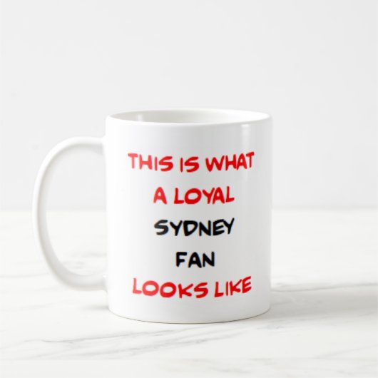 Sydney-fan, loyaal koffiemok (Links)