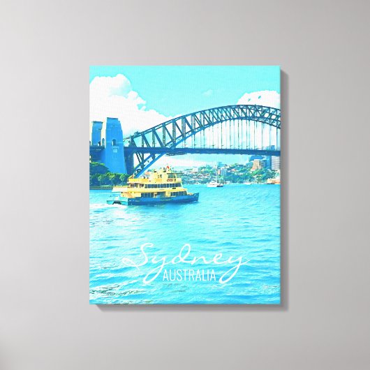 Sydney Ferry Harbor Bridge Canvas Afdruk (Voorkant)