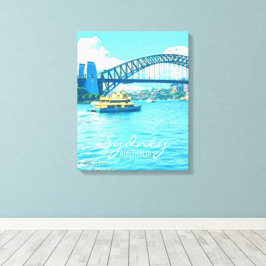 Sydney Ferry Harbor Bridge Canvas Afdruk (Insitu (Houten vloer))
