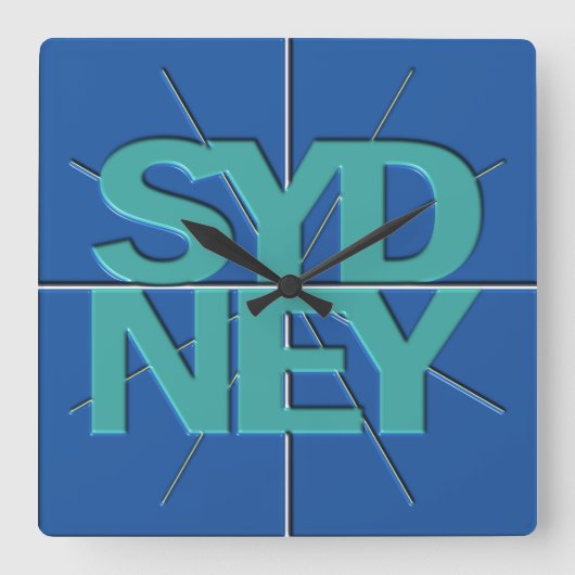 Sydney Finance Timezone Wall Clock Vierkante Klok (Voorkant)