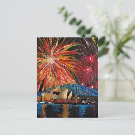 Sydney Fireworks in Opera House Briefkaart (Staand voorkant)