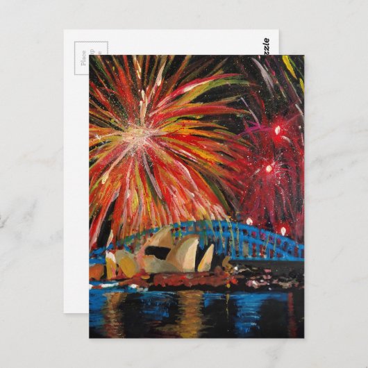 Sydney Fireworks in Opera House Briefkaart (Voorkant / Achterkant)