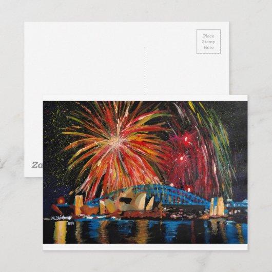 Sydney Fireworks in Opera House Briefkaart (Voorkant / Achterkant)