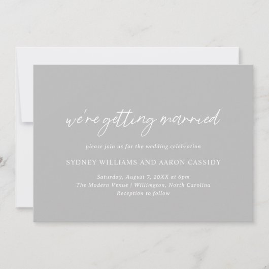 Sydney Grey Modern Wedding Kaart (Voorkant)