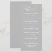 Sydney Grey Modern Wedding Menu (Voorkant / Achterkant)