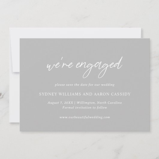 Sydney Grey Modern Wedding Save The Date (Voorkant)
