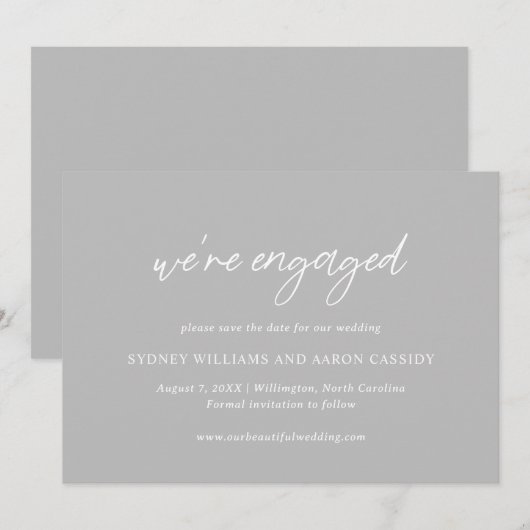 Sydney Grey Modern Wedding Save The Date (Voorkant / Achterkant)