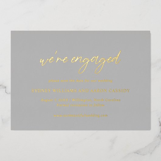 Sydney Grey Modern Wedding Save the Date Folie Uitnodiging (Voorkant)