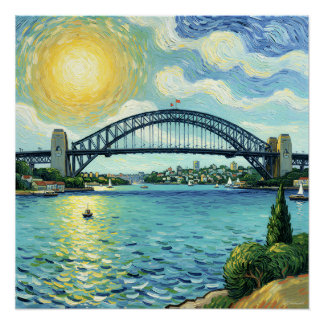 Sydney Harbor Bridge bathed in sunlight Perfect Poster