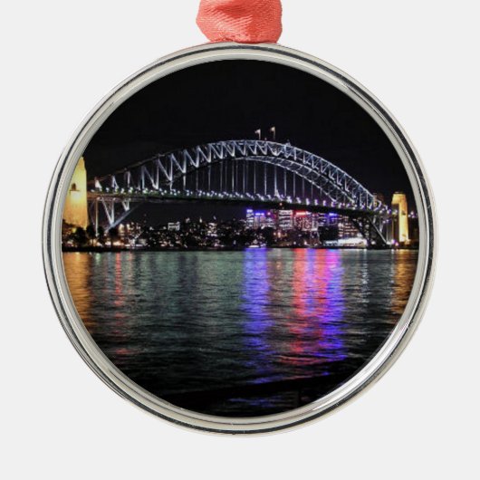 Sydney Harbor Bridge bij nacht Metalen Ornament (Voorkant)
