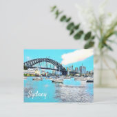 Sydney Harbor Bridge blauwe hemel met jachten Briefkaart (Staand voorkant)