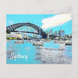 Sydney Harbor Bridge blauwe hemel met jachten Briefkaart