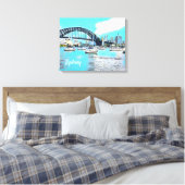 Sydney Harbor Bridge blauwe hemel met jachten Canvas Afdruk (Insitu (Slaapkamer))