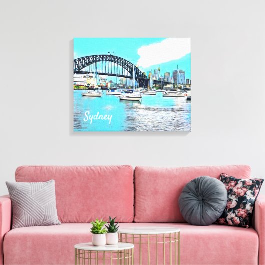 Sydney Harbor Bridge blauwe hemel met jachten Canvas Afdruk (Insitu (Woonkamer))