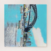 Sydney Harbor Bridge blauwe hemel met jachten Legpuzzel (Horizontaal)