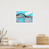 Sydney Harbor Bridge blauwe hemel met jachten Poster (Keuken)